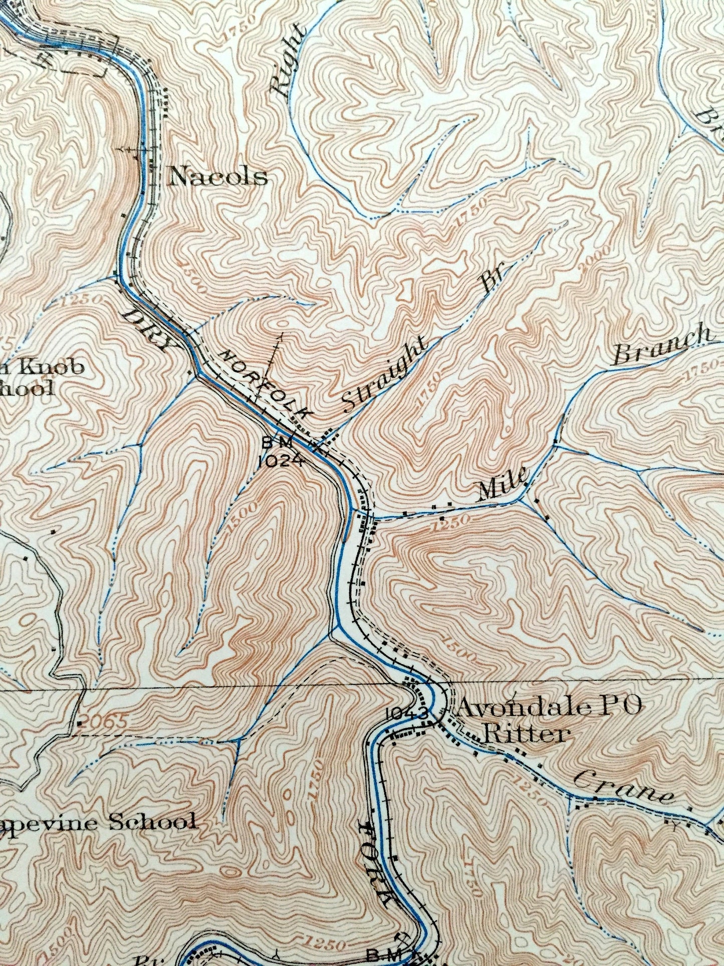Antique Laeger, West Virginia 1927 US Geological Survey Topographic Map – McDowell County, Sandy Huff, Rockridge, Dwight, Atwell, Big Creek
