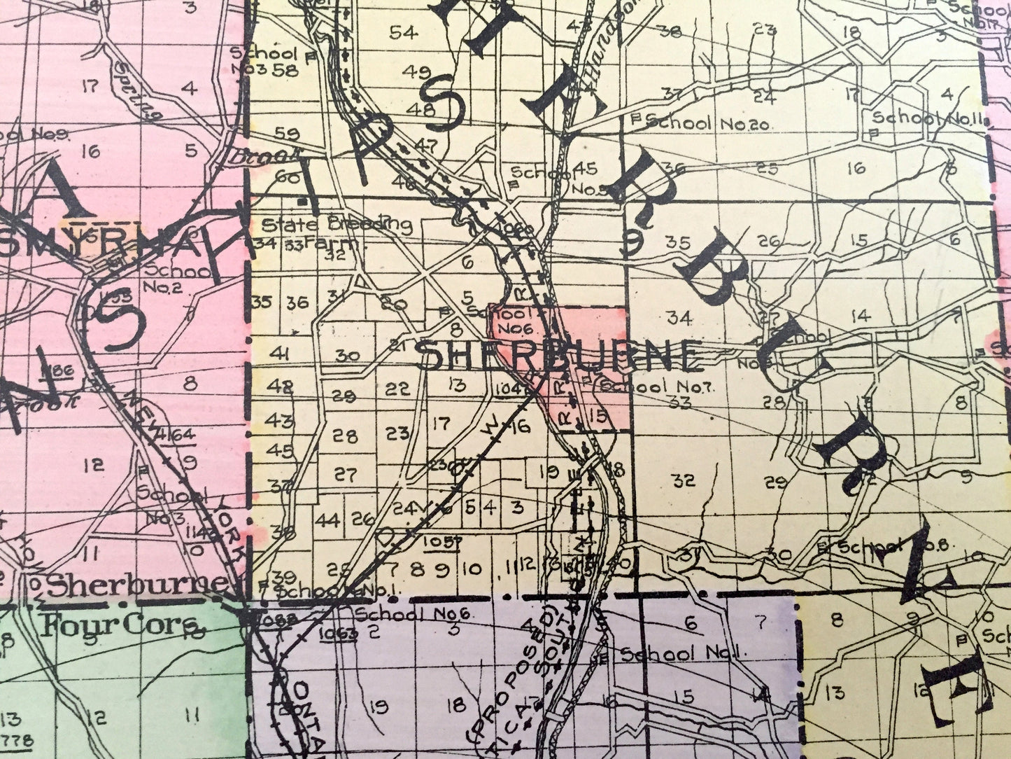 Antique Chenango County, New York 1911 New Century Atlas Map – Norwich, Oxford, Afton, Bainbridge, Sherburne, Greene, New Berlin Coventry NY