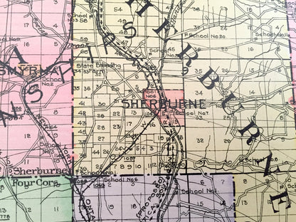 Antique Chenango County, New York 1911 New Century Atlas Map – Norwich, Oxford, Afton, Bainbridge, Sherburne, Greene, New Berlin Coventry NY
