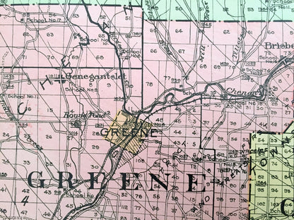 Antique Chenango County, New York 1911 New Century Atlas Map – Norwich, Oxford, Afton, Bainbridge, Sherburne, Greene, New Berlin Coventry NY