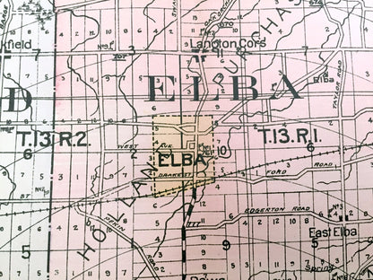 Antique Genesee County, New York 1911 New Century Atlas Map – Batavia, Oakfield, Darien, Corfu, Pavilion, Le Roy, Stafford Alexander Elba NY