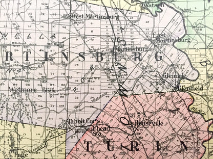 Antique Lewis County, New York 1911 New Century Atlas Map – Lowville, Port Leyden, Lyons Falls, Copenhagen, Harrisville, Croghan, Diana, NY