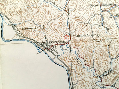 Antique Louisa, West Virginia 1939 US Geological Survey Topographic Map – Lawrence County, Pharaoh, Butler, Merideth, Effie, Minnow Springs