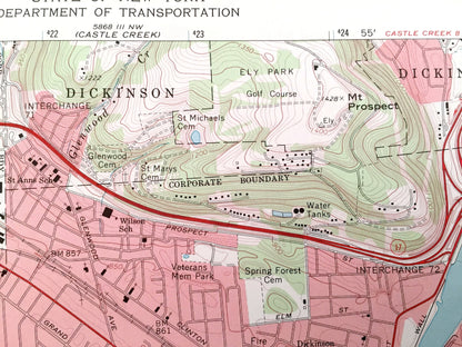 Antique Binghamton West, New York 1968 US Geological Survey Topographic Map – Broome County, Willow Point, Hawleyton, Park Terrace, SUNY, NY