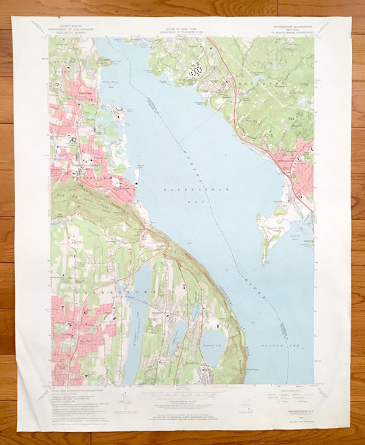 Antique Haverstraw, New York 1967 US Geological Survey Topographic Map – Clarkstown, Cortlandt, Stony Point, Croton, Hudson River Valley