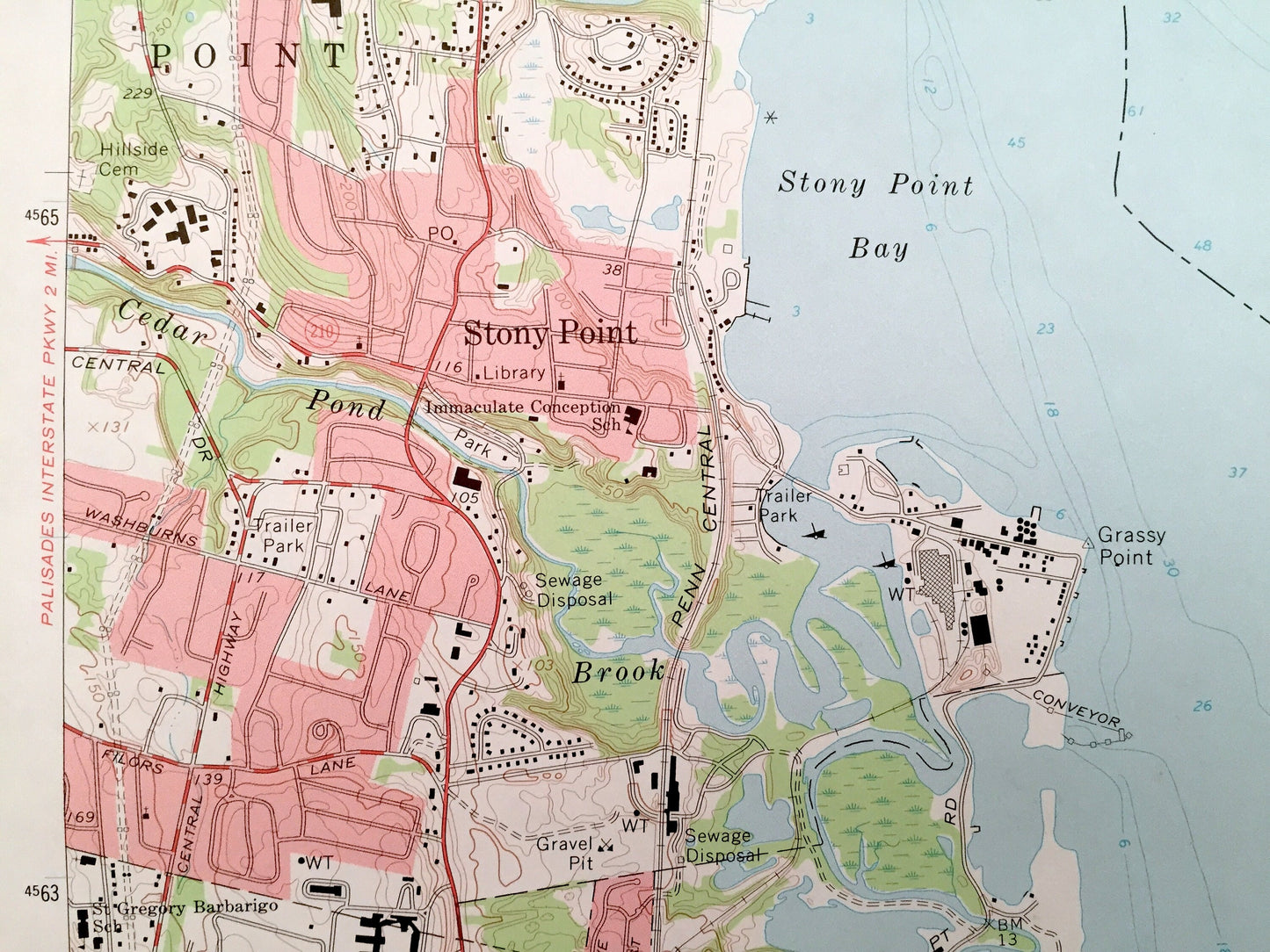 Antique Haverstraw, New York 1967 US Geological Survey Topographic Map – Clarkstown, Cortlandt, Stony Point, Croton, Hudson River Valley