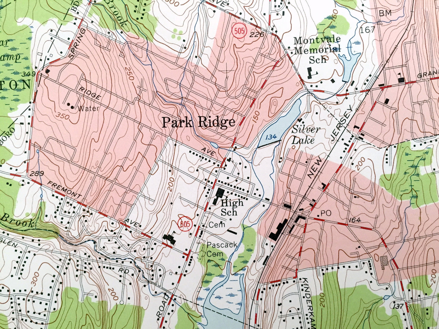 Antique Park Ridge, New Jersey 1955 US Geological Survey Topographic Map – Spring Valley, Monsey, Montvale, Saddle River Ramapo New York NJ