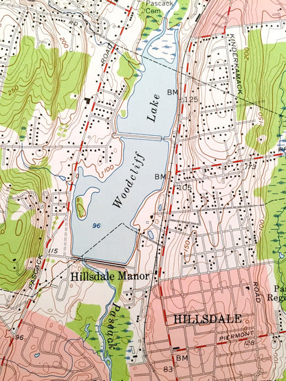 Antique Park Ridge, New Jersey 1955 US Geological Survey Topographic Map – Spring Valley, Monsey, Montvale, Saddle River Ramapo New York NJ