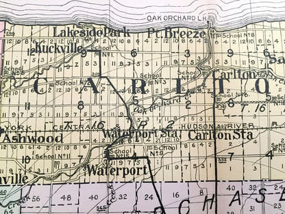 Antique Orleans County, New York 1911 New Century Atlas Map – Albion, Lyndonville, Carlton, Medina, Holley, Murray, Oak Orchard, Waterport