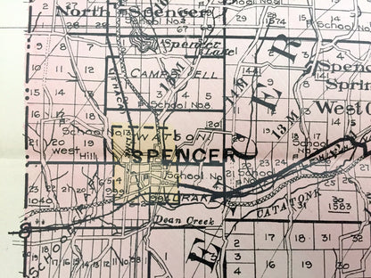 Antique Tioga County, New York 1911 New Century Atlas Map – Owego, Spencer, Nichols, Waverly, Candor, Newark Valley, Catatonk, Barton