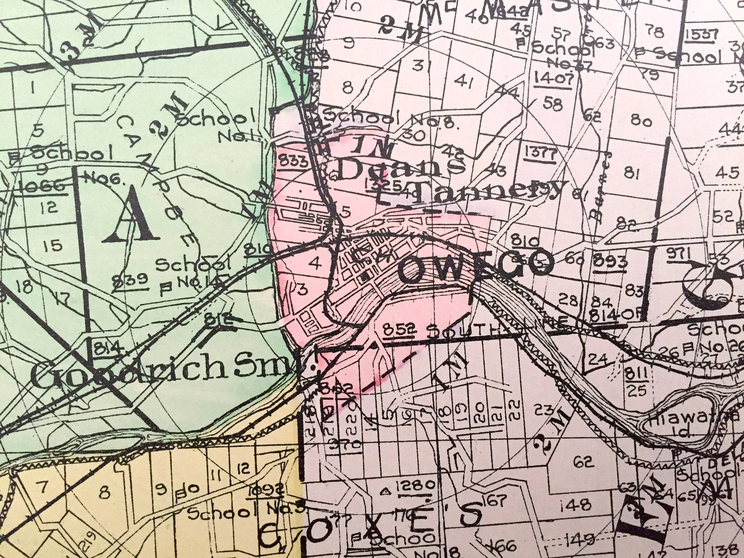 Antique Tioga County, New York 1911 New Century Atlas Map – Owego, Spencer, Nichols, Waverly, Candor, Newark Valley, Catatonk, Barton