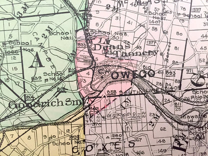 Antique Tioga County, New York 1911 New Century Atlas Map – Owego, Spencer, Nichols, Waverly, Candor, Newark Valley, Catatonk, Barton