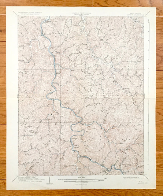 Antique Midkiff, West Virginia 1909 US Geological Survey Topographic Map – Lincoln County, Laverne, Brown City, Carroll, Palermo WV
