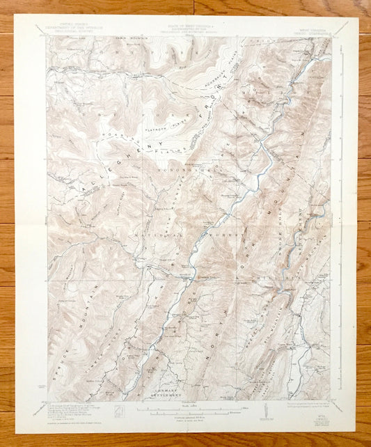 Antique Onego, West Virginia 1922 US Geological Survey Topographic Map – Pendleton County, Milroy, Harperton, Upper Tract, Branch, Laneville