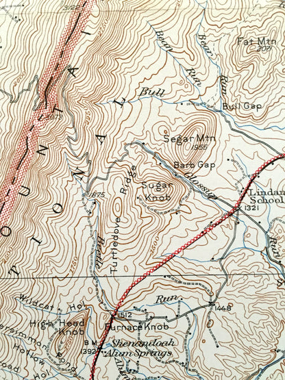 Antique Orkney Springs, Virginia 1943 US Geological Survey Topographic Map – Shenandoah County, Lost City, Bird Haven, South Fork, Laura VA