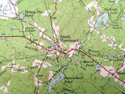 Antique Milford, New Hampshire 1953 US Geological Survey Topographic Map – Amherst, Wilton, New Boston, Merrimack, Bedford, Baboosic Lake NH
