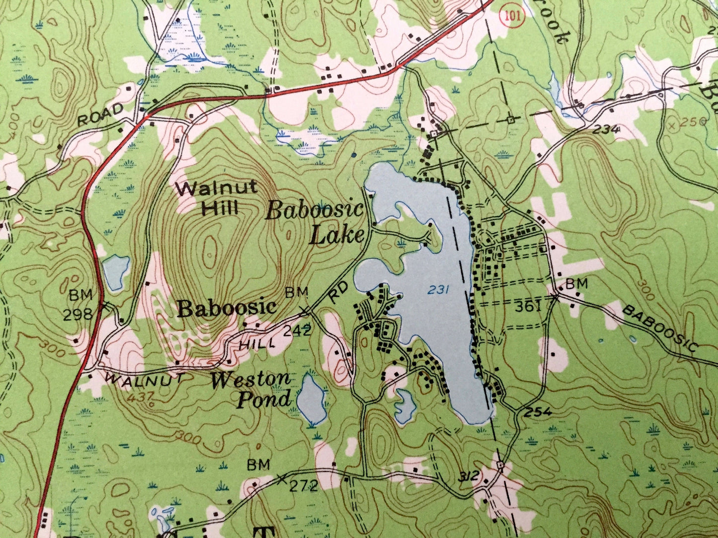 Antique Milford, New Hampshire 1953 US Geological Survey Topographic Map – Amherst, Wilton, New Boston, Merrimack, Bedford, Baboosic Lake NH