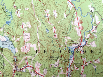 Antique Peterborough, New Hampshire 1953 US Geological Survey Topograph Map – Hancock, Greenfield, Greenville Francestown Mount Monadnock NH