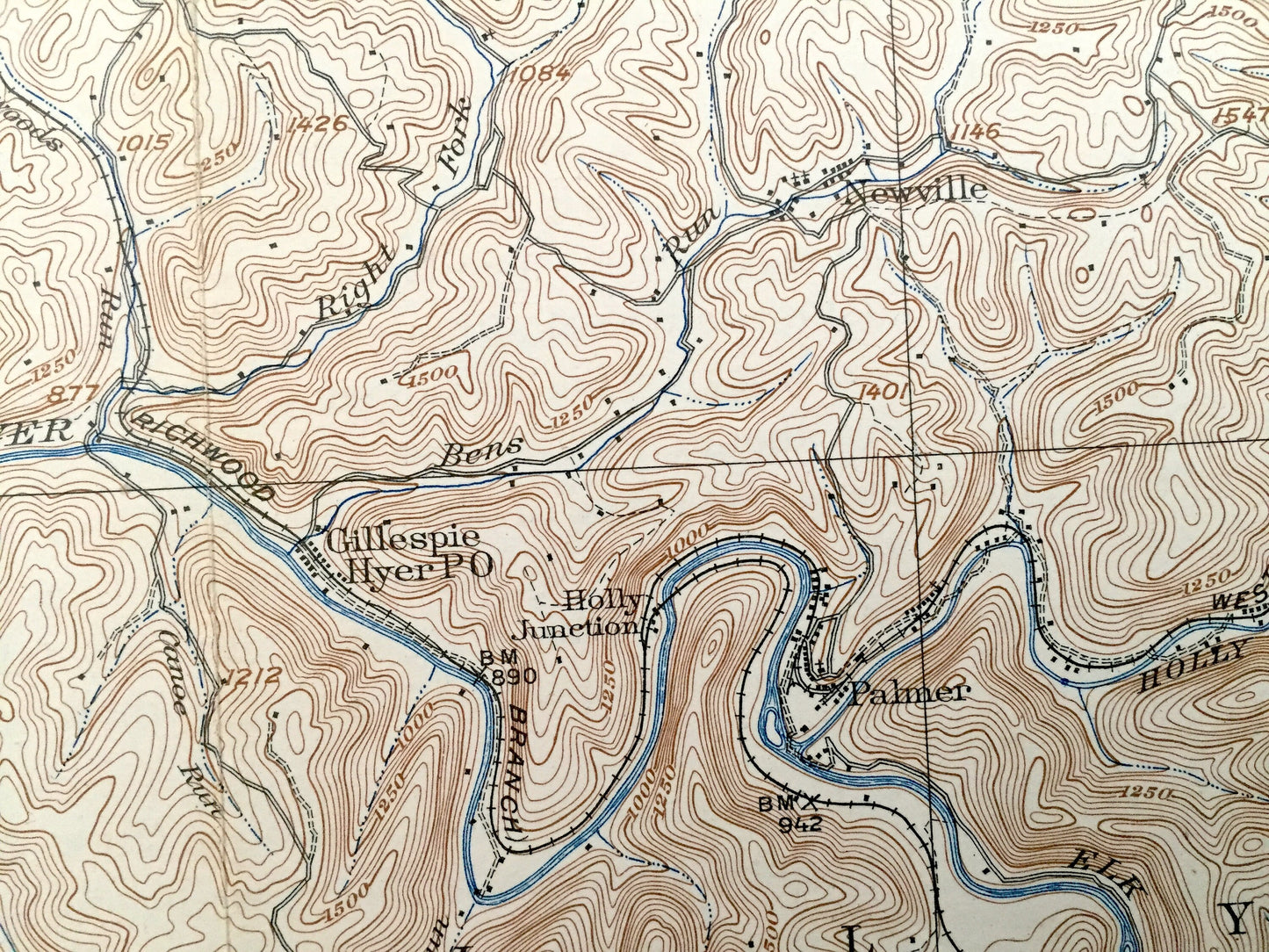 Antique Sutton, West Virginia 1910 US Geological Survey Topographic Map – Braxton County, Hamilton, Little Birch, Otter, Pembroke, Fairbanks