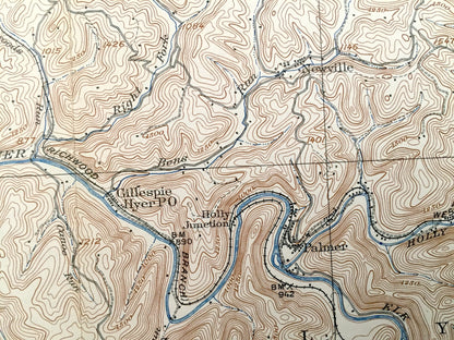 Antique Sutton, West Virginia 1910 US Geological Survey Topographic Map – Braxton County, Hamilton, Little Birch, Otter, Pembroke, Fairbanks
