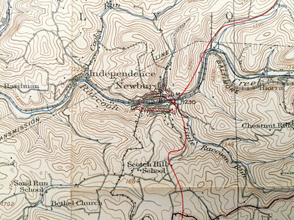 Antique Thornton, West Virginia 1926 US Geological Survey Topographic Map – Taylor County, Towson, Denver, Reno, Sinclair, Jessop, Winfield