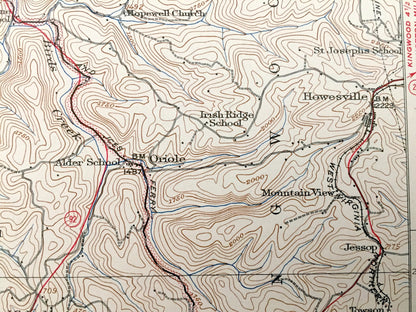Antique Thornton, West Virginia 1926 US Geological Survey Topographic Map – Taylor County, Towson, Denver, Reno, Sinclair, Jessop, Winfield