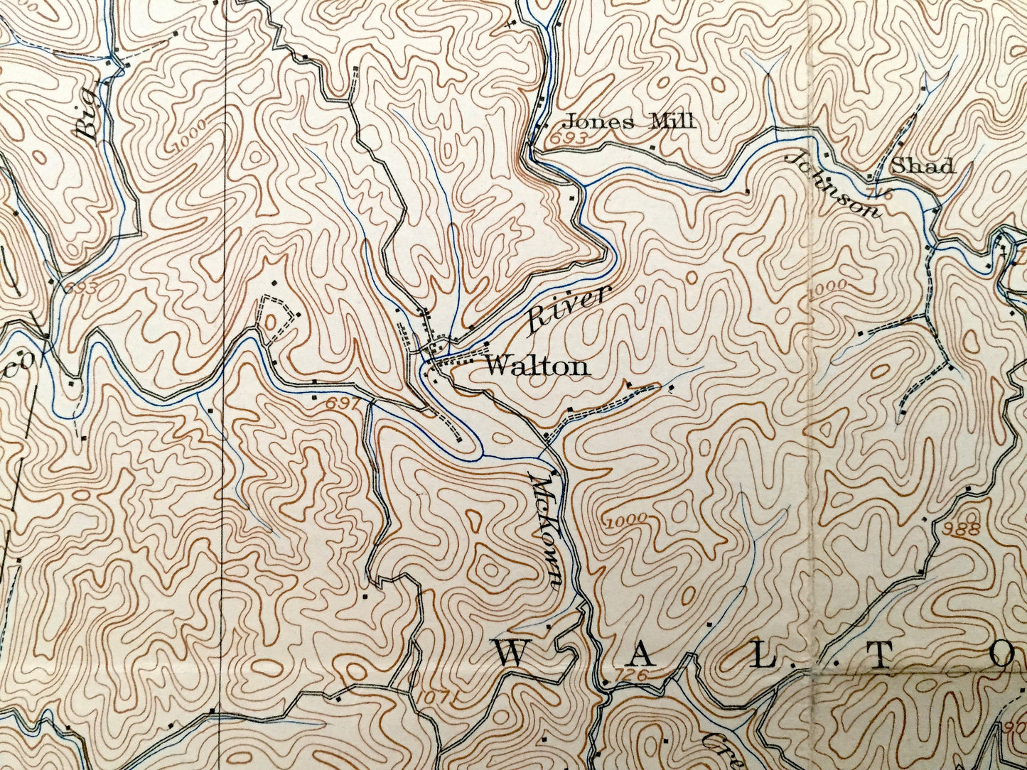Antique Walton, West Virginia 1907 US Geological Survey Topographic Map – Roane County, Rushville, Wellford, Woodyard, Patsey, Walnut Grove