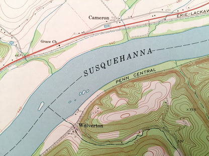 Antique Riverside, Pennsylvania 1969 US Geological Survey Topographic Map – Montour County, Northumberland County, Point, Upper Augusta