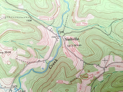 Antique Rochester Mills, Pennsylvania 1968 US Geological Survey Topographic Map – Indiana County, Canoe, Grant, Montgomery, Banks, Hillsdale