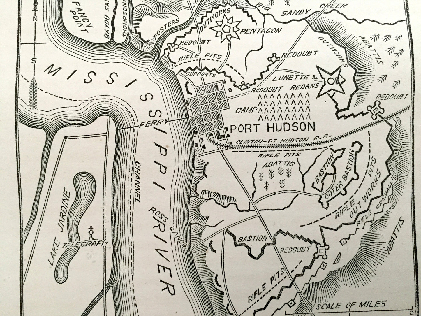 Antique 1865 Vicksburg, Mississippi Map from History of the Civil War in The United States by Samuel Schmucker Port Hudson, Louisiana LA MI