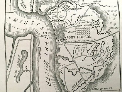 Antique 1865 Vicksburg, Mississippi Map from History of the Civil War in The United States by Samuel Schmucker Port Hudson, Louisiana LA MI