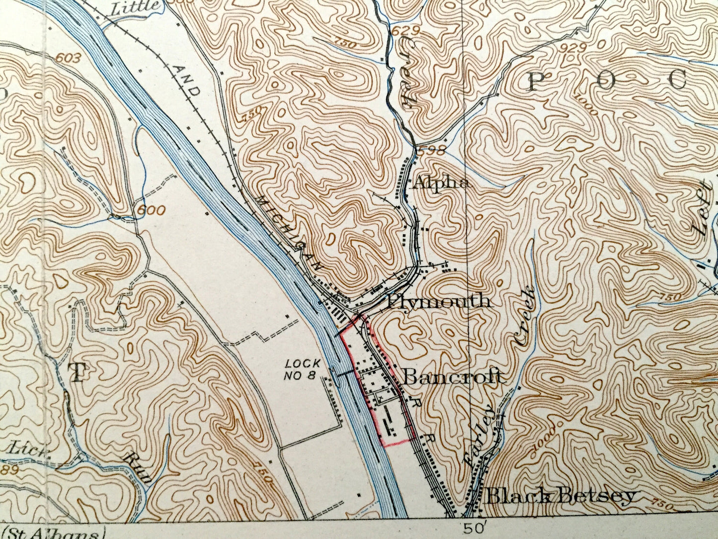 Antique Winfield, West Virginia 1908 US Geological Survey Topographic Map – Putnam County, Rockcastle, Leon, Pocatalico, Woods, Union, Pliny