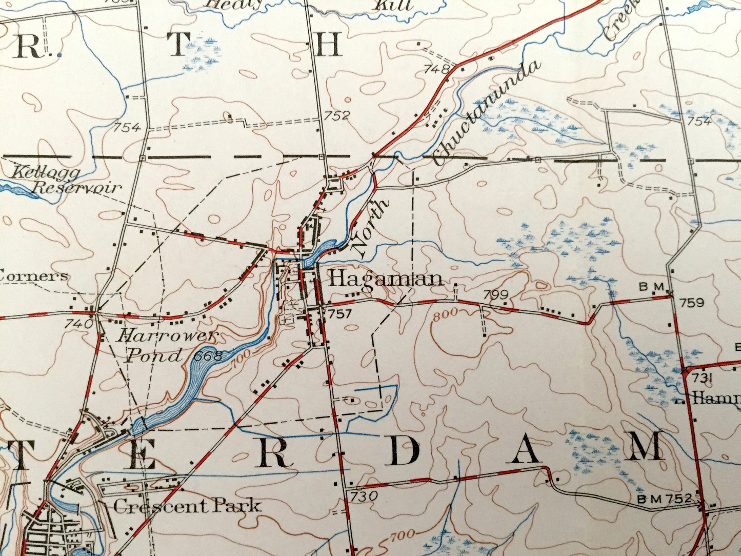 Antique Amsterdam, New York 1947 US Geological Survey Topographic Map – Adirondacks, Schenectady, Fulton, Montgomery, Saratoga County, NY