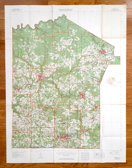 Antique Jefferson County, Pennsylvania 1974 Geological Survey Map – Brookville, Punxsutawney, Big Run, Reynoldsville, Brockway Sykesville PA