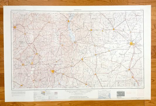 Antique Dothan, Alabama 1953 US Geological Survey Topographic Map – Georgia, Florida, Fort Rucker, Enterprise, Ozark, Headland, Ashford
