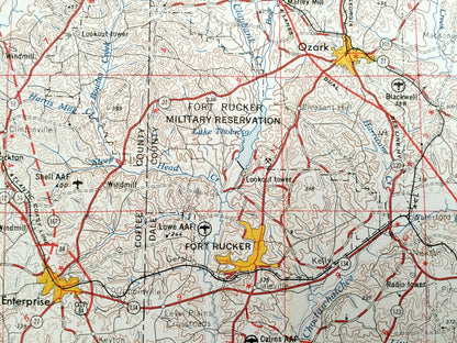 Antique Dothan, Alabama 1953 US Geological Survey Topographic Map – Georgia, Florida, Fort Rucker, Enterprise, Ozark, Headland, Ashford
