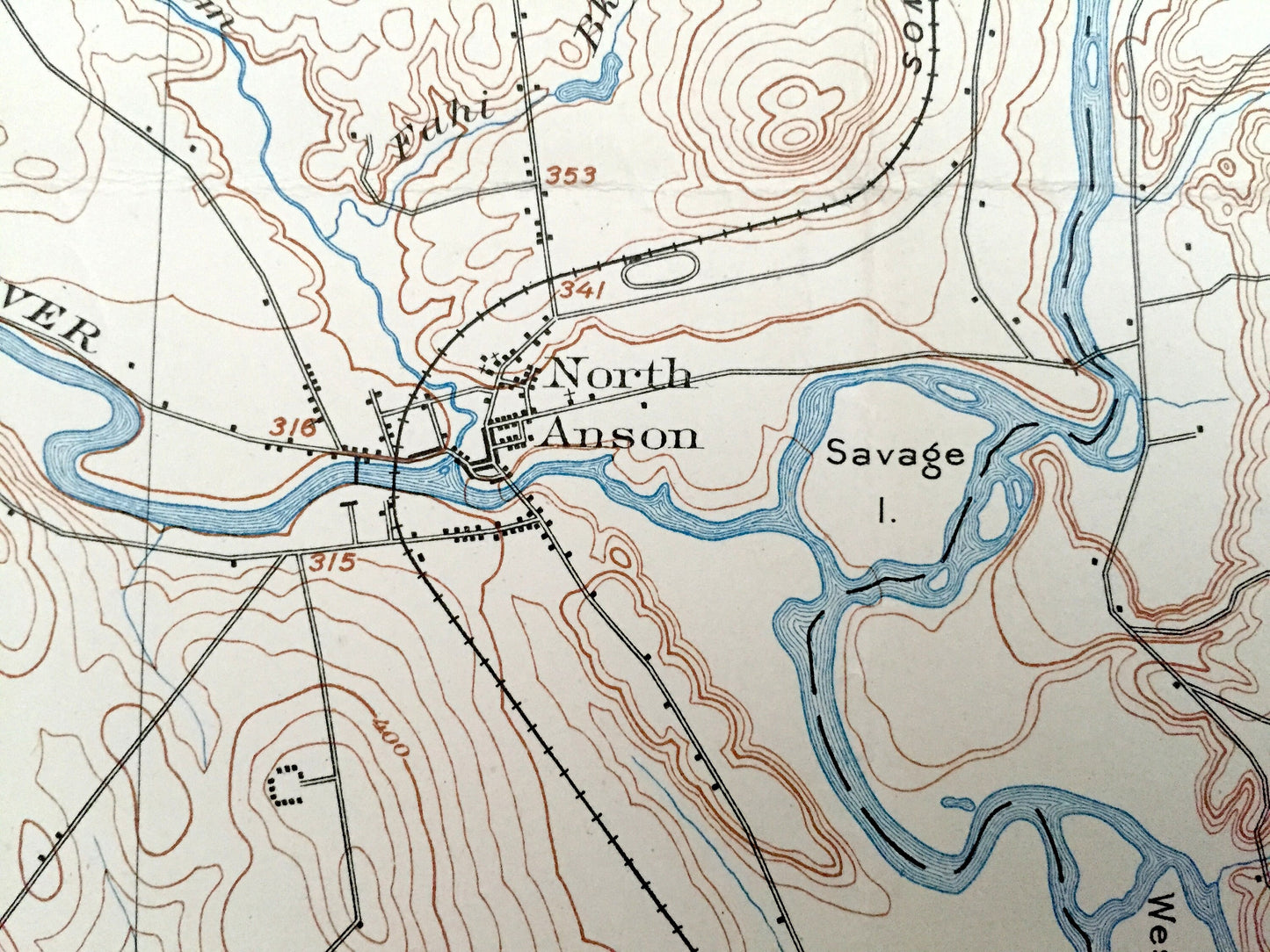 Antique Anson, Maine 1904 US Geological Survey Topographic Map – Somerset County, Madison, Bingham, Embden, Adison, Stark, Hayden Lake, ME
