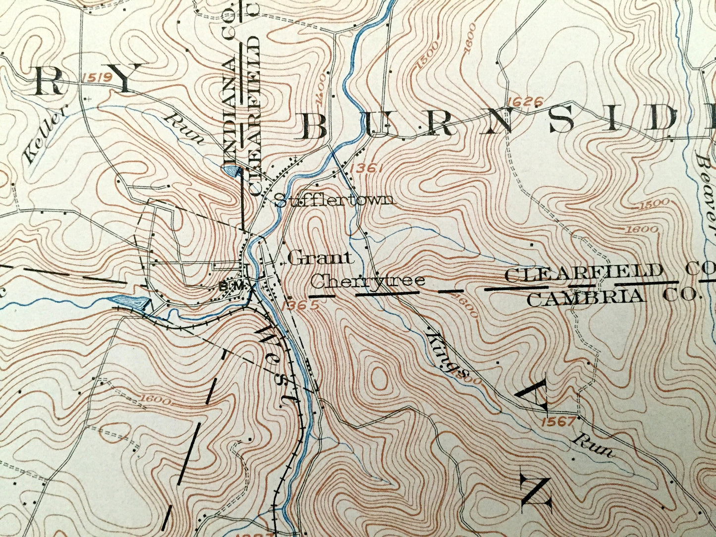 Antique Barnesboro, Pennsylvania 1904 US Geological Survey Topographic Map – Cambria County, Montgomery, Grant, Susquehanna, Carroll, Green
