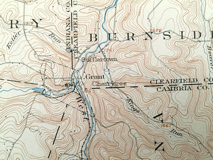 Antique Barnesboro, Pennsylvania 1904 US Geological Survey Topographic Map – Cambria County, Montgomery, Grant, Susquehanna, Carroll, Green
