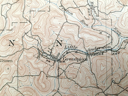 Antique Curwensville, Pennsylvania 1903 US Geological Survey Topographic Map – Clearfield County, Penn, Greenwood, Knox, Burnside, Ferguson