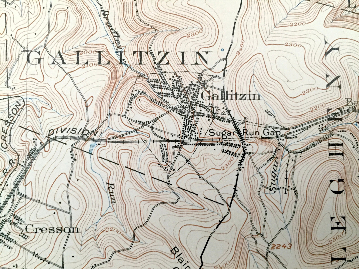 Antique Ebensburg, Pennsylvania 1904 US Geological Survey Topographic Map – Cambria County, Allegheny, Logan, Portage, Munster Summerhill PA