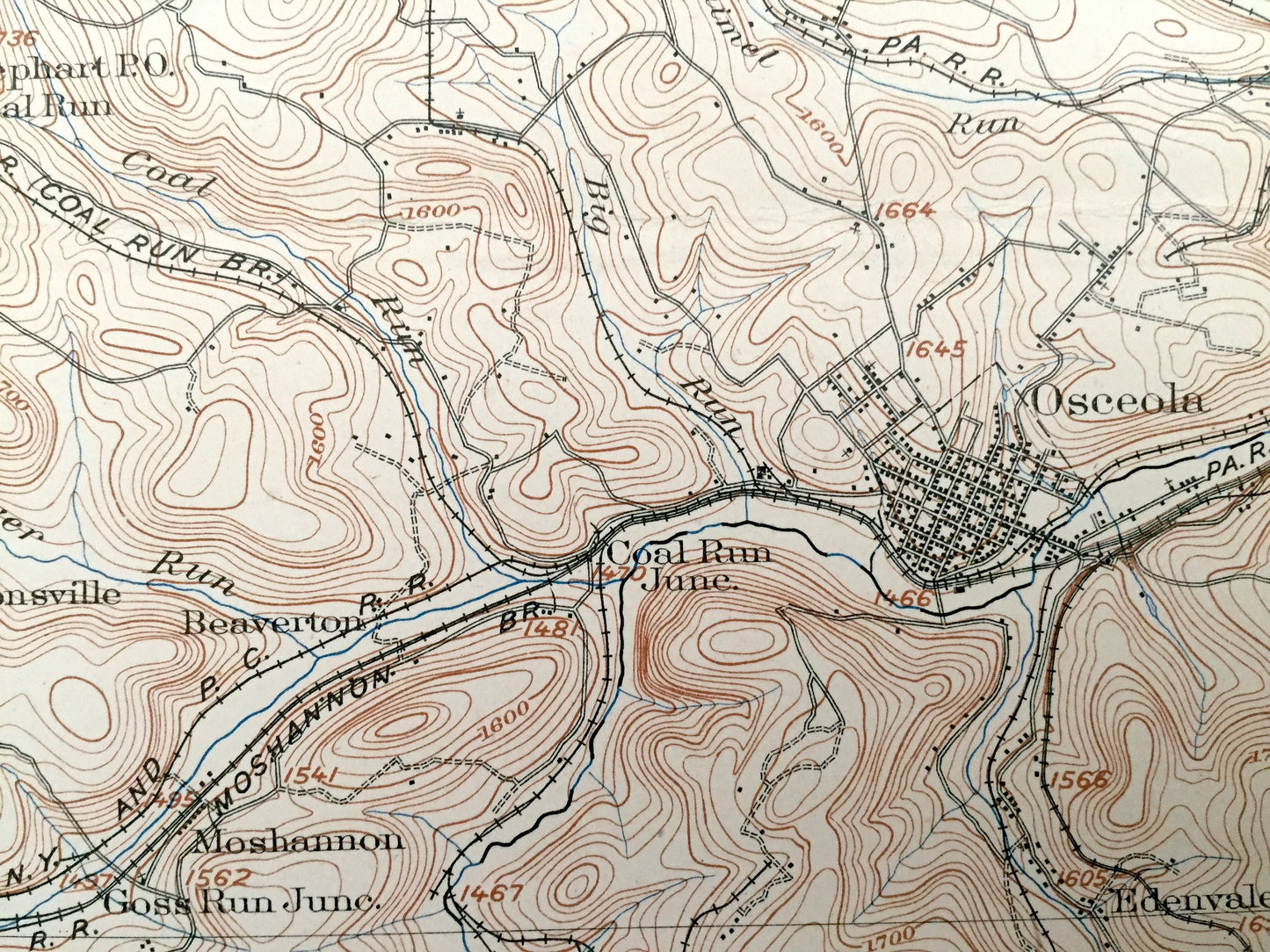 Antique Houtzdale, Pennsylvania 1905 US Geological Survey Topographic Map – Clearfield County, Pike, Bradford, Graham, Madera, Decatur, Knox