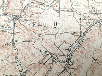 Antique Houtzdale, Pennsylvania 1905 US Geological Survey Topographic Map – Clearfield County, Pike, Bradford, Graham, Madera, Decatur, Knox