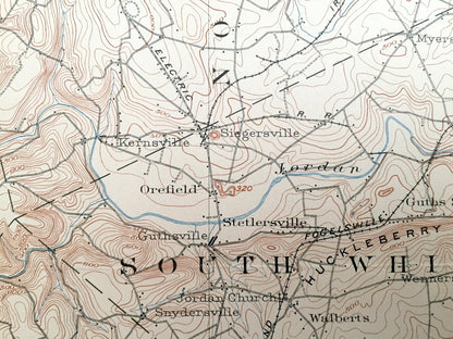 Antique Slatington, Pennsylvania 1902 US Geological Survey Topographic Map – Lehigh County, Heidelberg, Whitehall, Salisbury, Lowhill, Allen