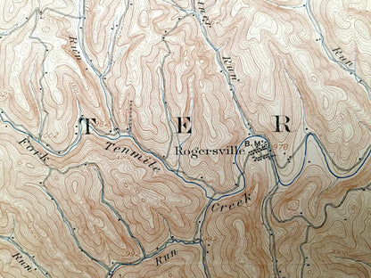Antique Rogersville, Pennsylvania 1905 US Geological Survey Topographic Map – Greene County, Morris, Washington Aleppo Springhill Gilmore PA