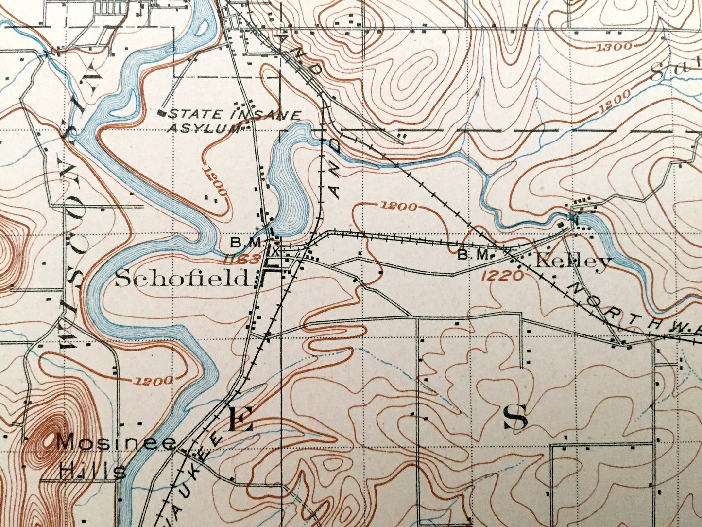 Antique Wausau, Wisconsin 1902 US Geological Survey Topographic Map – Lincoln, Langlade and Marathon County, Merrill, Pike Lake, Ackley