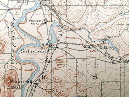 Antique Wausau, Wisconsin 1902 US Geological Survey Topographic Map – Lincoln, Langlade and Marathon County, Merrill, Pike Lake, Ackley