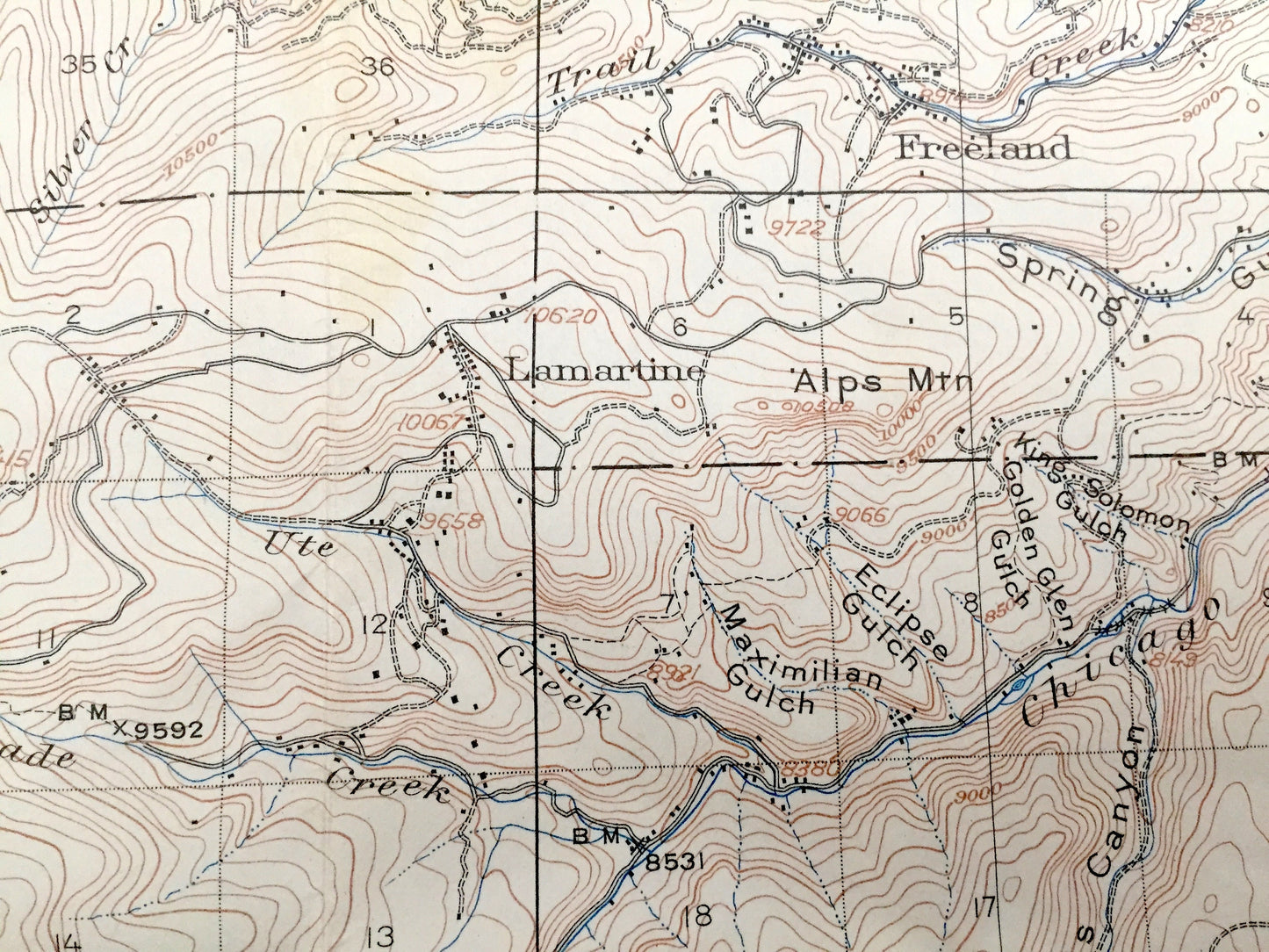 Antique Georgetown, Colorado 1905 US Geological Survey Topographic Map – Silver Plume Idaho Springs Freeland Arapaho Pike National Forest CO