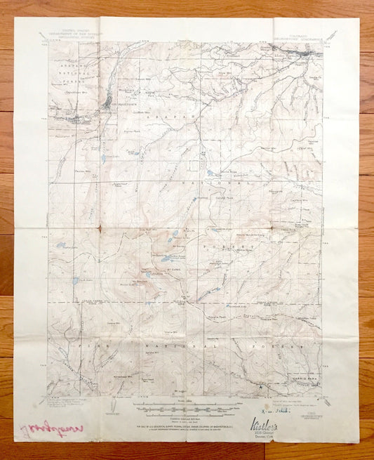 Antique Georgetown, Colorado 1905 US Geological Survey Topographic Map – Silver Plume Idaho Springs Freeland Arapaho Pike National Forest CO