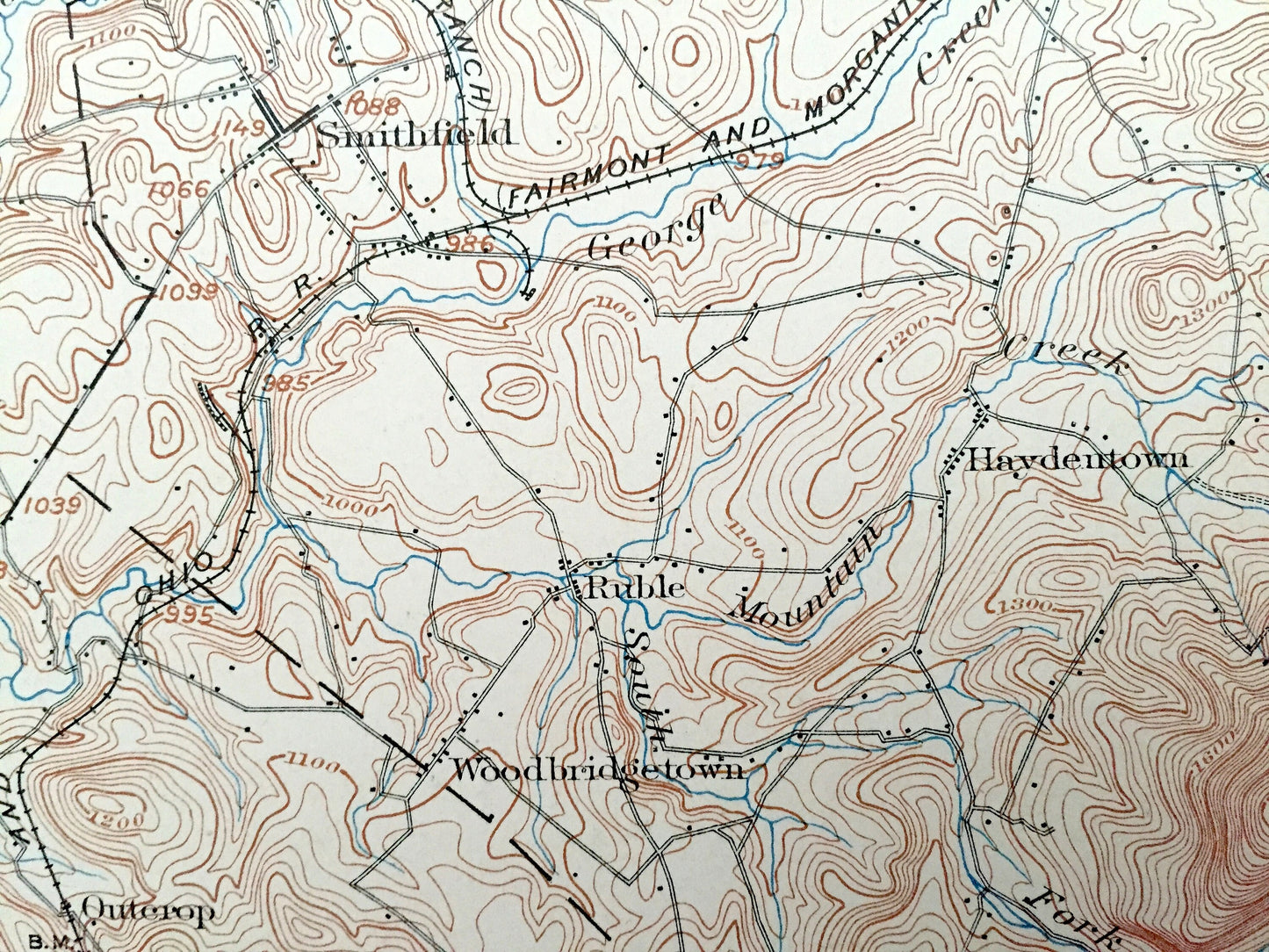 Antique Masontown, Pennsylvania 1903 US Geological Survey Topographic Map – Fayette County, Luzerne, Redstone, Springhill, Dunkard, Franklin